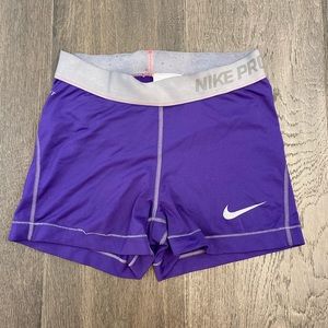 Purple Nike Pro shorts
